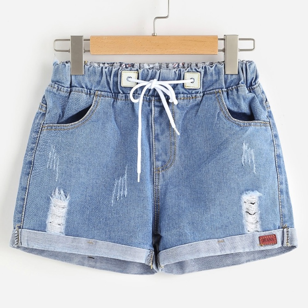 Denim Drawstring Shorts NWOT